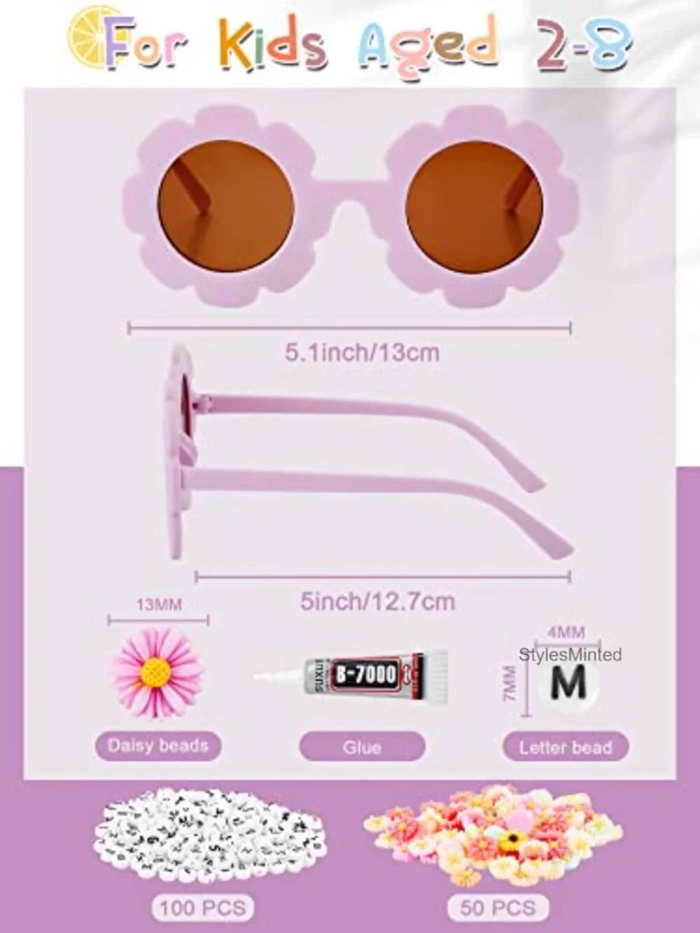 10 Pairs Round Flower Sunglasses DIY with Beads Kids